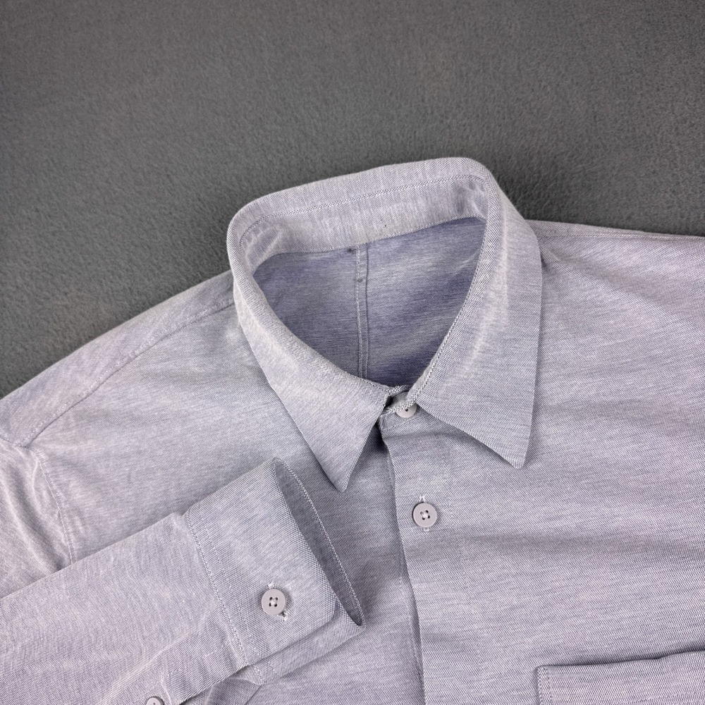 Lululemon Commission Shirt Men's L Blue Stretch Button Up Minimalist Casual